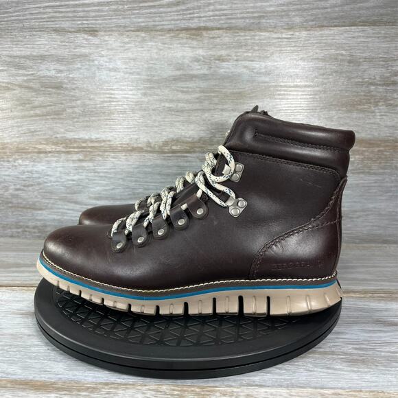 Cole Haan Men's Zerogrand Dark Brown Leather Waterproof Hiking Boots Size 7 - Picture 1 of 11